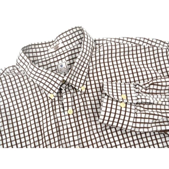 PETER MILLAR Men's Long Sleeve Button Front‎ Shirt SIZE XXL Brown Check - Picture 1 of 5